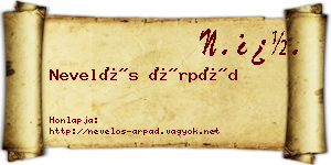 Nevelős Árpád névjegykártya